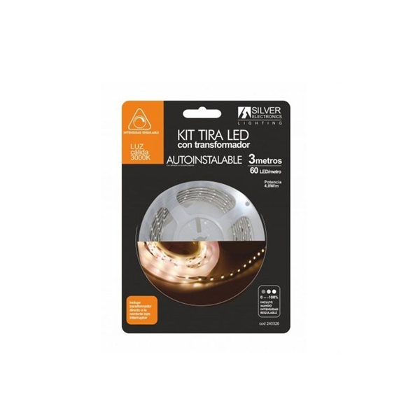 Comprar Kit 240326 | Berdin Álava Mejor precio para Kit tira led 3 metros 12V-4.8wmt 3000K regulable IP 20 SILVER SANZ 240326. Desde nuestra tienda a tu casa. Envío a todo España